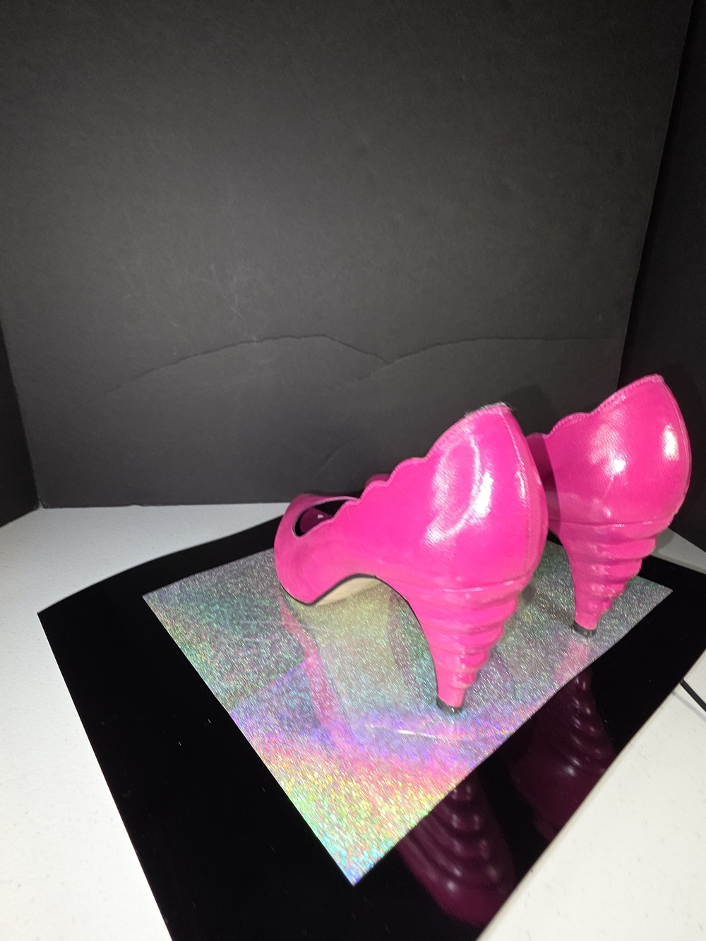 Proxy Vintage 80's Bright Pink Scalloped-Edge Sculpted Heel Women's Pumps Sz 8M - Picture 8 of 17